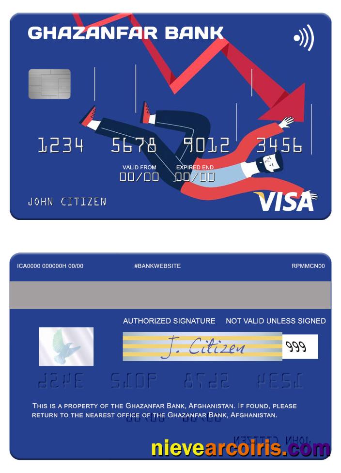 Afghanistan Ghazanfar Bank visa card
